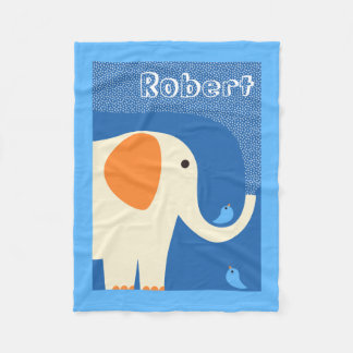 Elephant and Blue Birds fleece deken