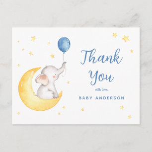 Elephant and Stars Baby shower Dank u Briefkaart