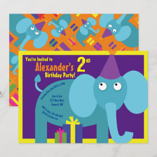 Elephant Animal Kind Birthday Party Invitations Kaart