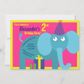 Elephant Animal Kind Birthday Party Invitations Kaart (Voorkant)