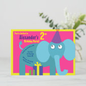 Elephant Animal Kind Birthday Party Invitations Kaart (Staand voorkant)