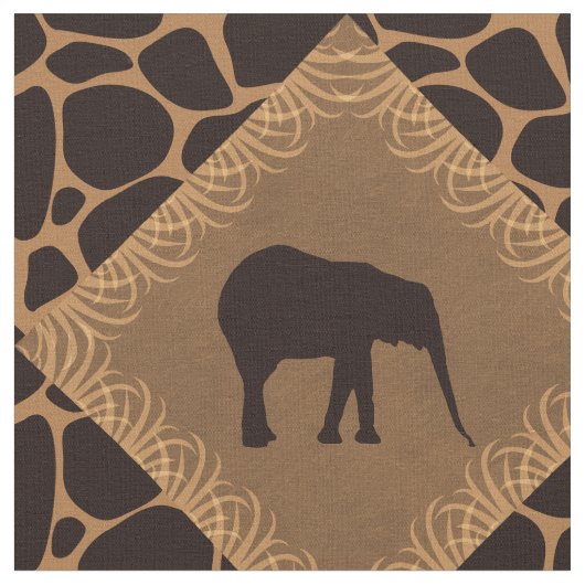Elephant & Animal Print Diamond Pattern. Stof (Close Up)