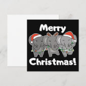 Éléphant Animaux de Noël Éléphants Invitation Joye (Devant / Derrière)