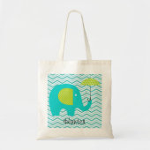 Elephant Aqua Chevron Green Umbrella Custom Bag Tote Bag (Voorkant)
