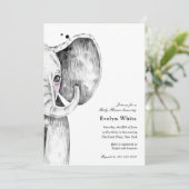 Eléphant aquarelle | invitation Baby shower (Debout devant)