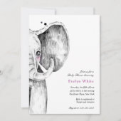 Eléphant aquarelle | invitation Baby shower (Devant)
