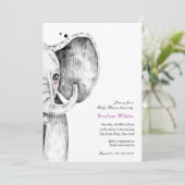 Eléphant aquarelle | invitation Baby shower (Debout devant)