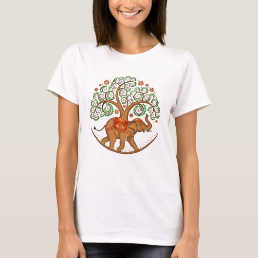 Elephant Arbre de vie en T-shirt Mandala (Devant)