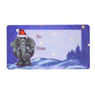 Elephant Art Christmas Gift Étiquette