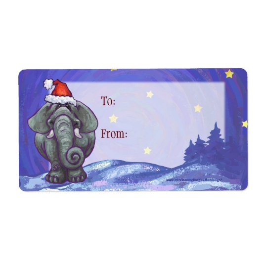 Elephant Art Christmas Gift Label (Voorkant)