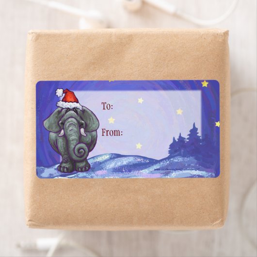 Elephant Art Noël Étiquette cadeau de Noël (En situation)