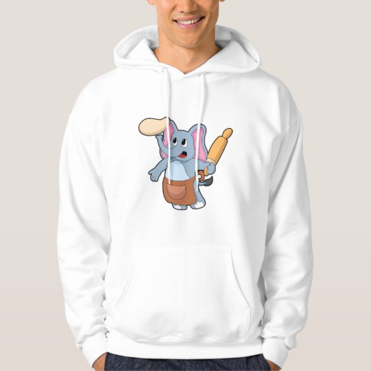 Elephant as Cook with Rolling pin & Dough Hoodie (Voorkant)