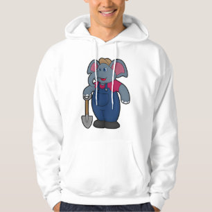 Elephant as Farmer with Shovel Hoodie