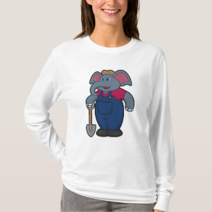 Elephant as Farmer with Shovel T-shirt
