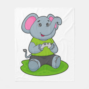 Elephant as Gamer Fleece Deken