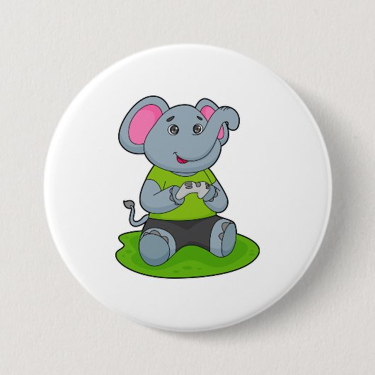 Elephant as Gamer Ronde Button 7,6 Cm (Voorkant)