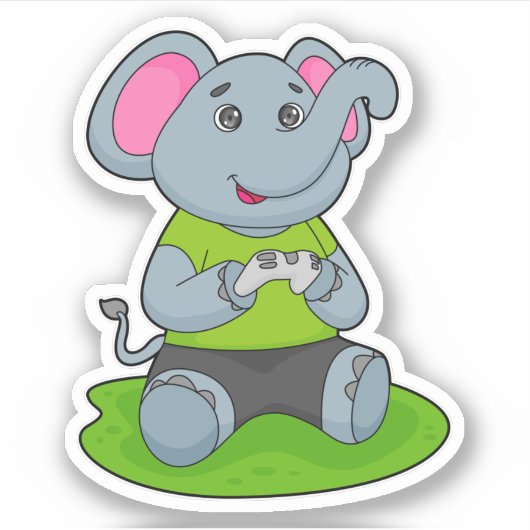 Elephant as Gamer Sticker (Voorkant)