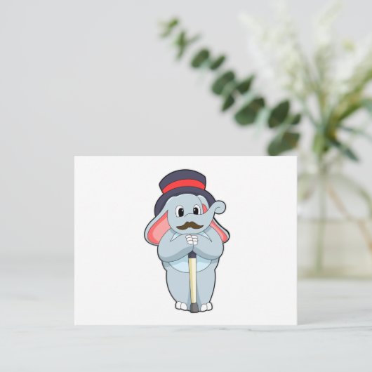 Elephant as Gentleman with Pet & Walting stick Briefkaart (Staand voorkant)