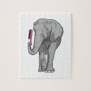 Elephant as Hairdresser with Comb Legpuzzel