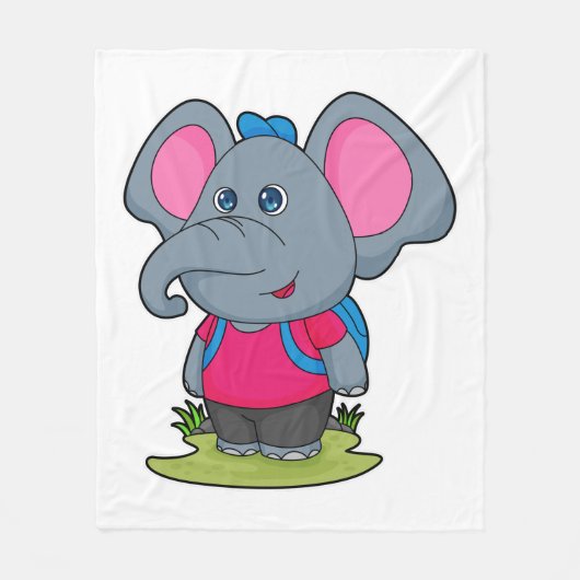Elephant as Hiker with Backpack Fleece Deken (Voorkant)