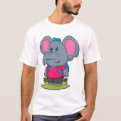 Elephant as Hiker with Backpack T-shirt (Voorkant)