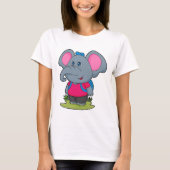 Elephant as Hiker with Backpack T-shirt (Voorkant)