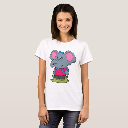 Elephant as Hiker with Backpack T-shirt (Voorkant volledig)