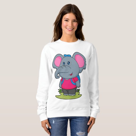 Elephant as Hiker with Backpack Trui (Voorkant volledig)