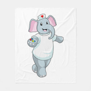 Elephant as Nurse with Medicine Fleece Deken