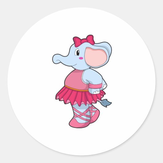 Elephant at Ballet with Skirt Ronde Sticker (Voorkant)