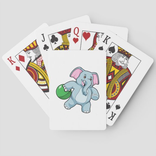 Elephant at Bowling with Bowling ball Pokerkaarten (Achterkant)
