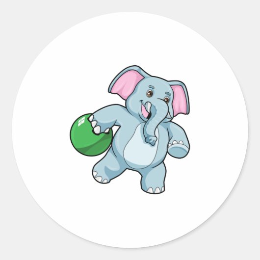 Elephant at Bowling with Bowling ball Ronde Sticker (Voorkant)