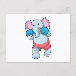 Elephant at Boxing with Boxing gloves Briefkaart