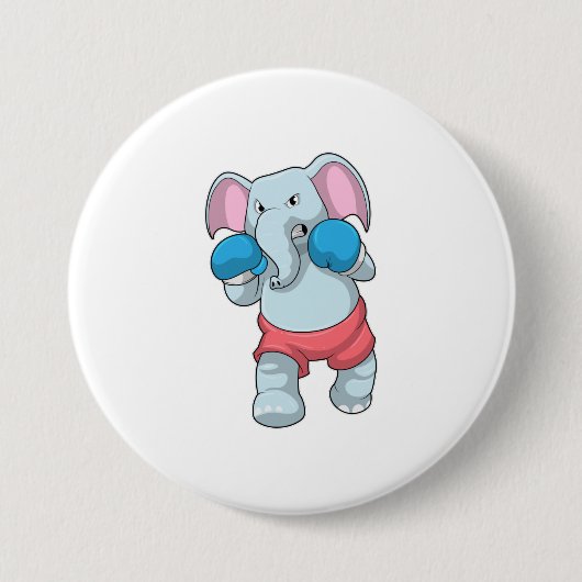 Elephant at Boxing with Boxing gloves Ronde Button 7,6 Cm (Voorkant)