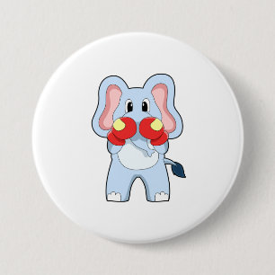 Elephant at Boxing with Boxing gloves Ronde Button 7,6 Cm
