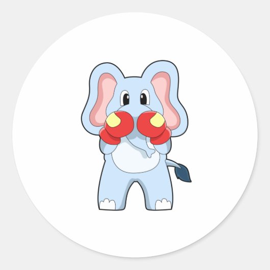 Elephant at Boxing with Boxing gloves Ronde Sticker (Voorkant)
