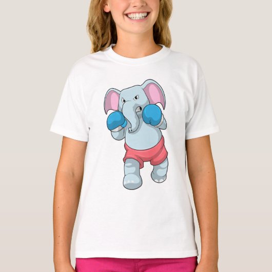 Elephant at Boxing with Boxing gloves T-shirt (Voorkant)