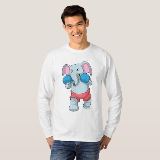 Elephant at Boxing with Boxing gloves T-shirt (Voorkant volledig)