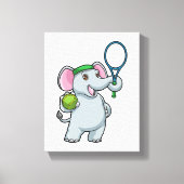 Elephant at Tennis with Tennis racket Canvas Afdruk (Voorkant)