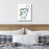 Elephant at Tennis with Tennis racket Canvas Afdruk (Insitu (Slaapkamer))