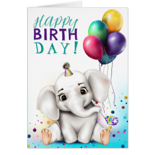 Éléphant au chapeau de fête d'anniversaire