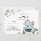 Elephant-auto virtueel station op Baby shower Kaart (Voorkant)