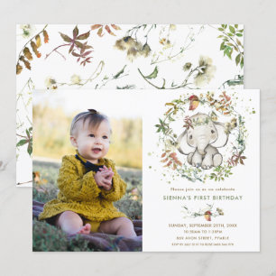 Elephant Autumn Herfst Geslacht Neutral Birthday F Kaart