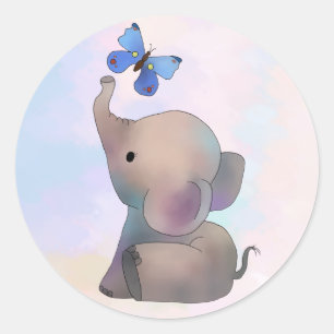Éléphant avec autocollant de papillon