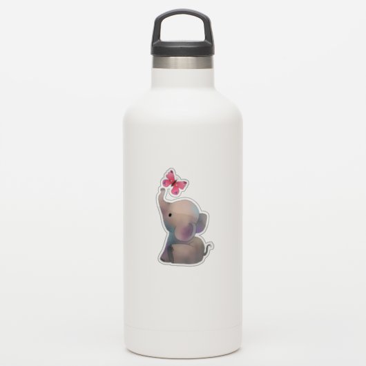 Éléphant avec autocollant papillon (Gourde)