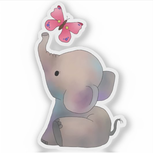 Éléphant avec autocollant papillon (Devant)