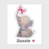 Éléphant avec autocollant papillon (Feuille)