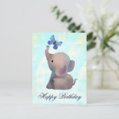 Éléphant avec carte postale de papillon (Debout devant)