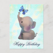 Éléphant avec carte postale de papillon (Devant)