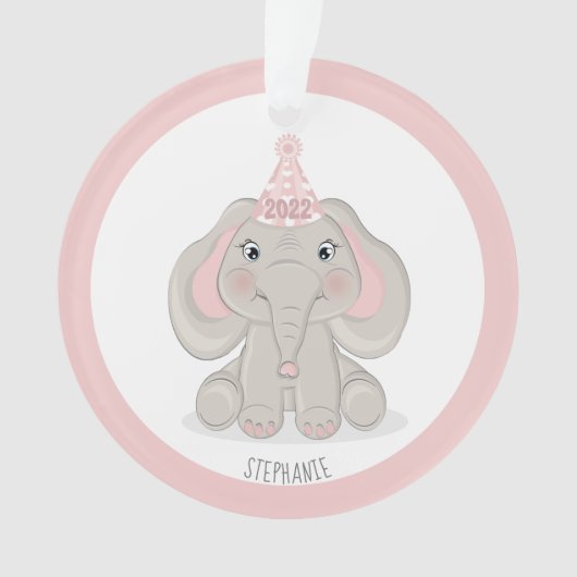 Éléphant avec chapeau de fête d'anniversaire (devant)